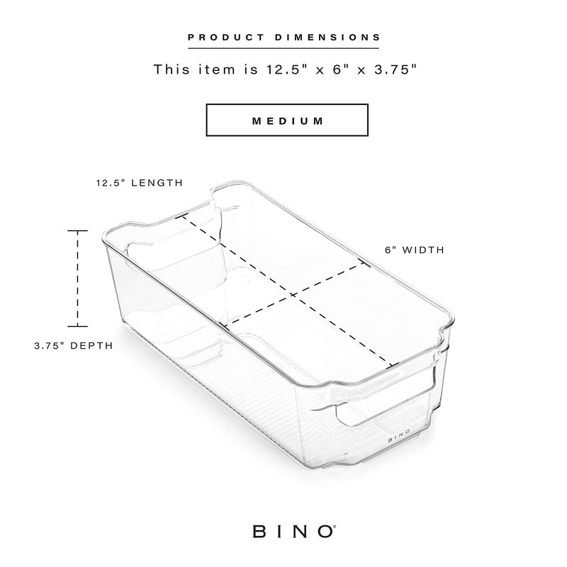 BINO | Stackable Storage Bins, Medium - 2 Pack THE STACKER COLLECTION Clear Plastic Built-In Handles BPA-Free Containers for Organizing Kitchen Pantry Multi-Use Organizer Bins - Image 3